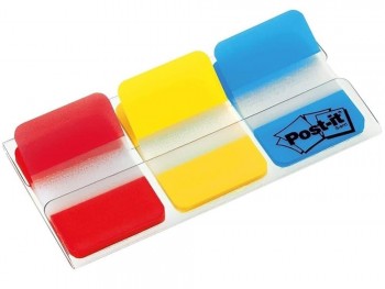 BANDERITAS RÍGIDAS 25 X 43 MM POST-IT 3 COLORES ROJO AMARILLO AZUL