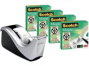 PORTARROLLOS 3M C60 + 4 CINTAS ADHESIVAS INVISIBLES SCOTCH MAGIC