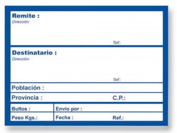 ROLLO DE ETIQUETAS DE ENVIO CON TEXTO PREDETERMINADO APLI