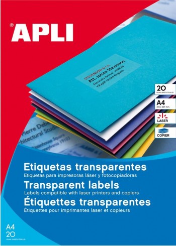 ETIQUETA TRANSLÚCIDA DE POLIESTER 70,0X37,0 MM A4 APLI