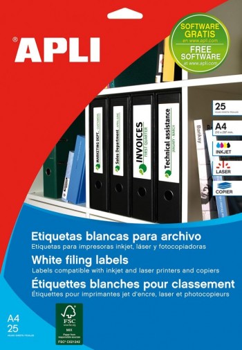 ETIQUETAS BLANCAS PARA ARCHIVADORES DE LOMO ESTRECHO APLI