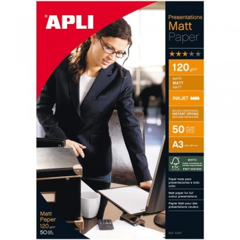 PAPEL FOTOGRÁFICO A3 120GR MATE APLI MATT 50 HOJAS