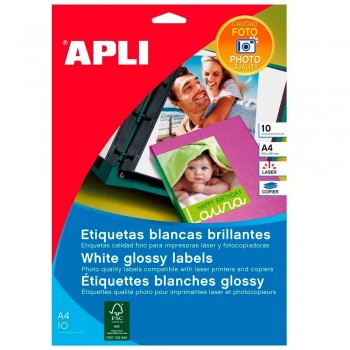 PAPEL FOTOGRÁFICO ADHESIVO A4 BRILLO PARA LÁSER Y FOTOCOPIADORA APLI
