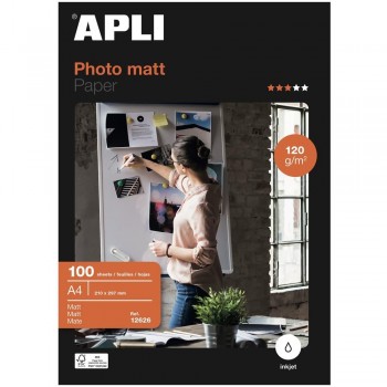 PAPEL FOTOGRÁFICO A4 120GR MATE APLI MATT 100 HOJAS
