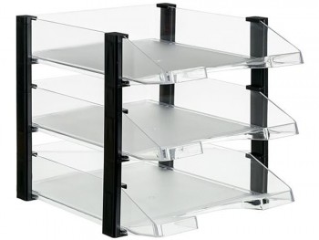 BANDEJA DE PLÁSTICO DE 3 PISOS TRANSPARENTE