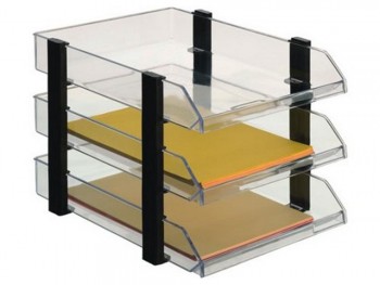 BANDEJA DE PLÁSTICO DE 3 PISOS TRANSPARENTE