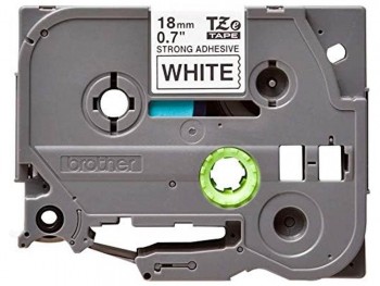 CINTA PARA ROTULADORA BROTHER TZES241 18MM NEGRO SOBRE BLANCO SUPERADHESIVA