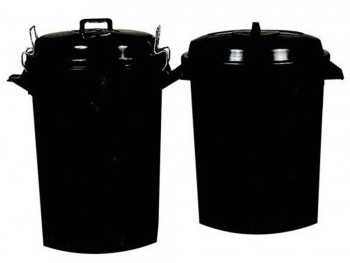 CUBO DE BASURA CON TAPA NEGRO 100L