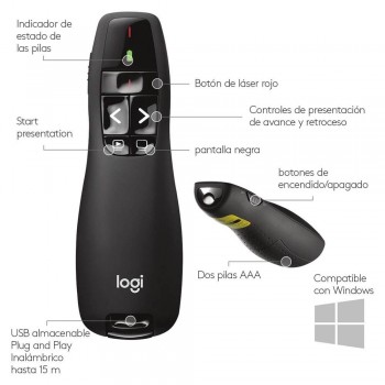 PRESENTADOR INALÁMBRICO CON LÁSER LOGITECH R400