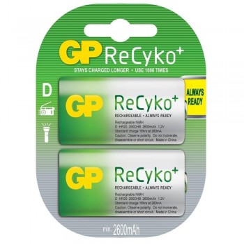 PILAS RECARGABLES D 2.200 MAH (PACK DE 2)