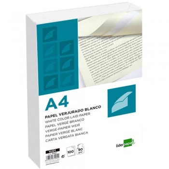 PAPEL VERJURADO A4 90GR 100 HOJAS LIDERPAPEL