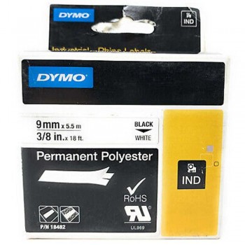 CINTA PARA ROTULADORA  DYMO RHINO S0718240 18482 9MM NEGRO SOBRE BLANCO POLYESTER
