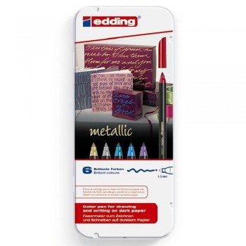 CAJA METÁLICA DE ROTULADORES EDDING 1200 METALLIC CAJA DE 6