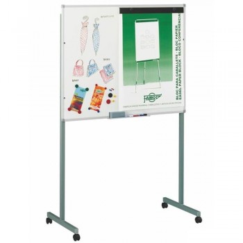 PIZARRA DE ACERO VITRIFICADO BLANCO CON RUEDAS 100X122 CM