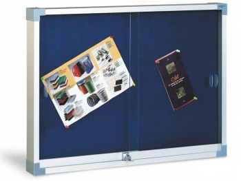 VITRINA PARA ANUNCIOS CON CORCHO TAPIZADO Y PUERTAS DE CRISTAL