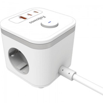 CUBO MULTIENCHUFE CON 3 TOMAS USB-A  Y 2 USB-C FELLOWES