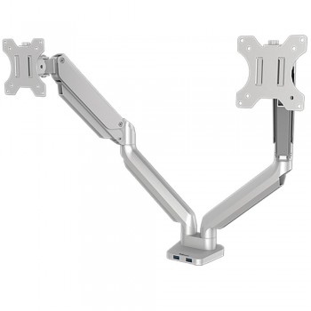 BRAZO DE MONITOR DOBLE FELLOWES PLATINUM SERIES PLATA