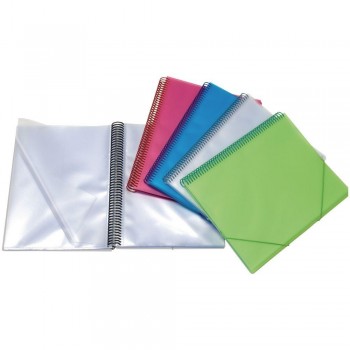 CARPETA DE FUNDAS A4 POLIPROPILENO CON ESPIRAL COLORES TRANSLUCIDOS MAXIPLAS DE GRAFOPLAS