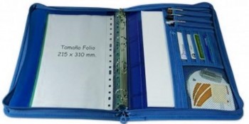 CARPETA PORTADOCUMENTOS CON CREMALLERA  AZUL FOLIO ZIPPER SUPRA OFFICE BOX