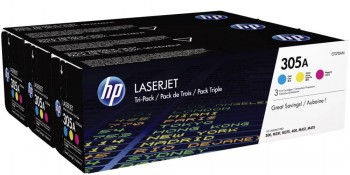 TÖNER HP 305A TRICOLOR CF370AM LASERJET PRO 300 M351 400 M451 M475 (MULTIPACK 3-COLORES C/M/Y) 3X2600P