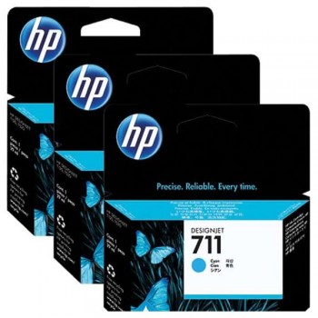 PACK DE 3 CARTUCHOS HP 711 CIAN CZ134A DESIGNJET T100 T500 3X29ML