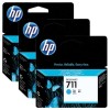 PACK DE 3 CARTUCHOS HP 711 CIAN CZ134A DESIGNJET T100 T500 3X29ML