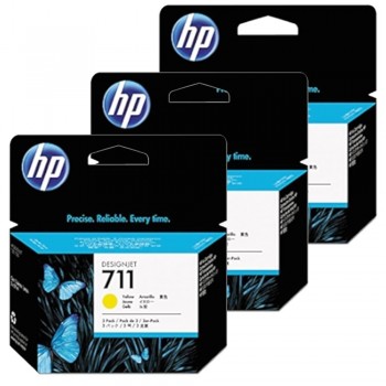 PACK DE 3 CARTUCHOS HP 711 AMARILLO CZ136A DESIGNJET T100 T500 3X29ML