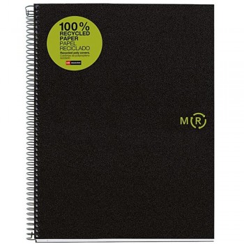 CUADERNO RECICLADO MICROPERFORADO CON TAPA DE PLÁSTICO 120 HOJAS NOTEBOOK 4