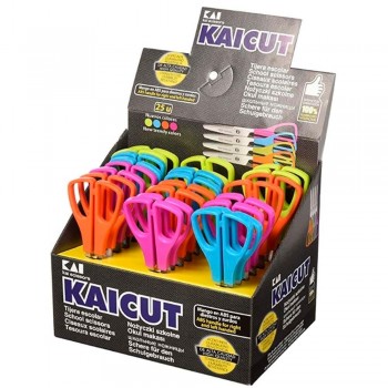 EXPOSITOR 25 TIJERAS ESCOLARES MANGO DE PLÁSTICO KAICUT