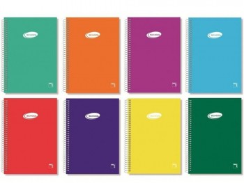 BLOC DE ESPIRAL CON TAPA DE COLORES SURTIDOS 80 HOJAS PACSA BASIC