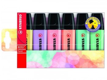 ESTUCHE DE 6 ROTULADORES FLUORESCENTE PASTEL STABILO BOSS 70/6-2