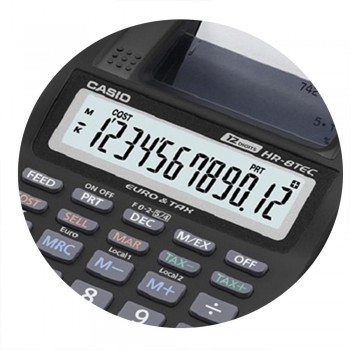 CALCULADORA CON IMPRESORA CASIO HR-8TER 12 DÍGITOS