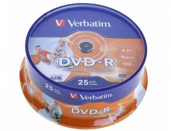 DVD-R WIDE INKJET 4,7GB 16X IMPRIMIBLE ADVANZED AZO VERBATIM